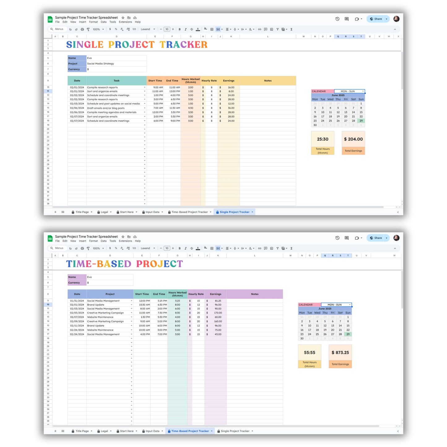 Project Time Management Spreadsheet Template