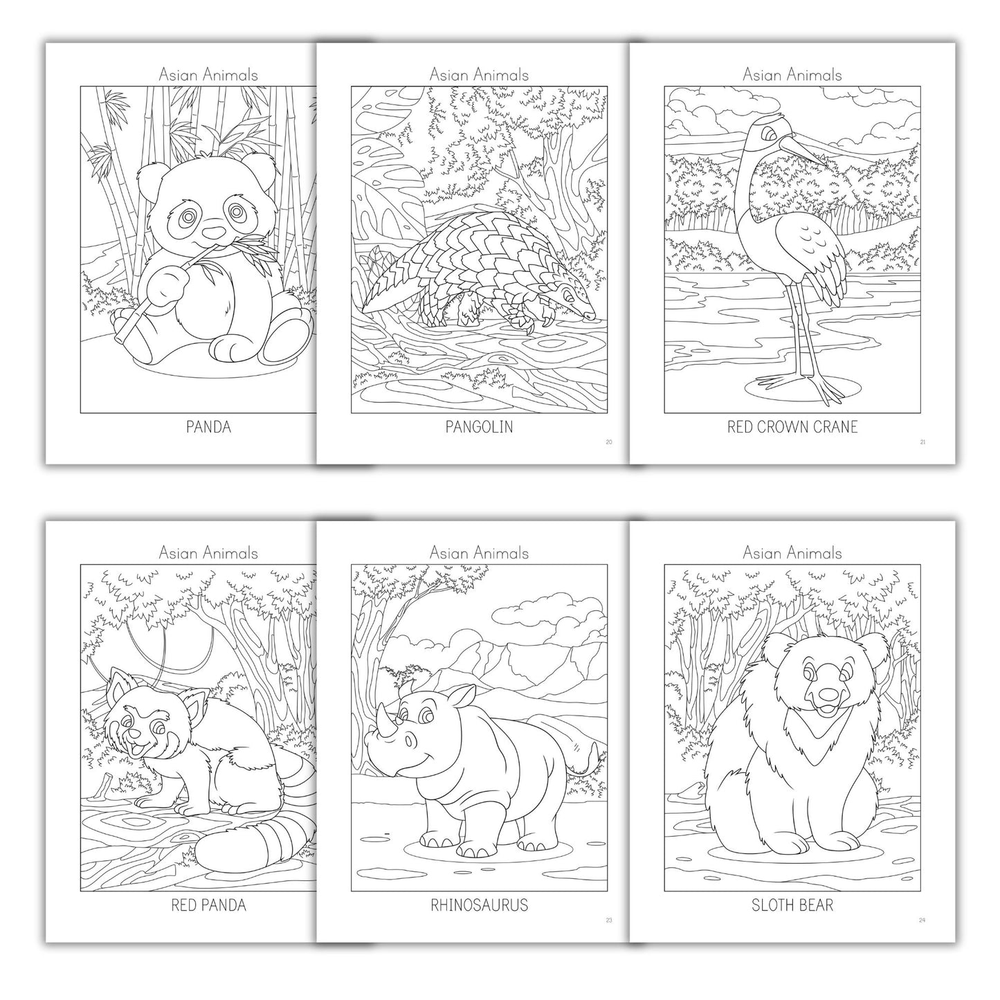 Asian Animals Coloring Books