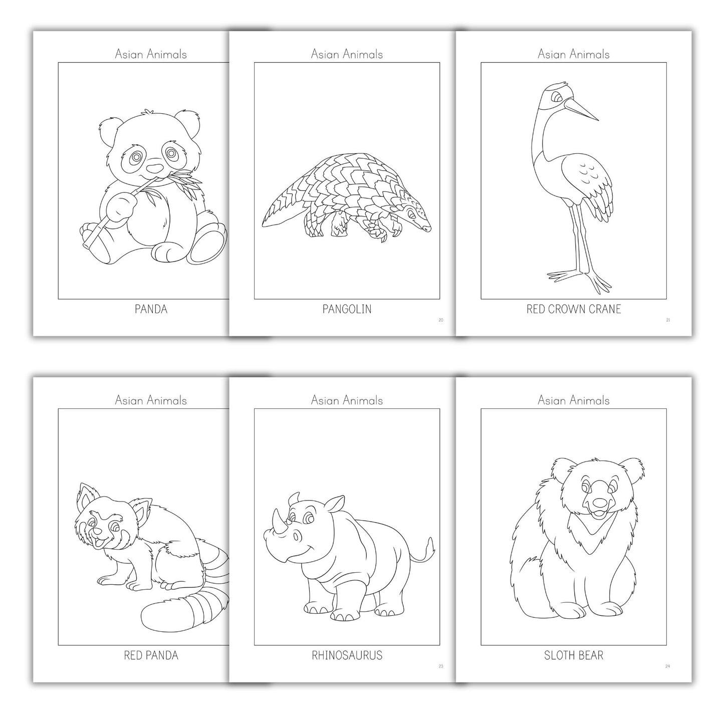 Asian Animals Coloring Books