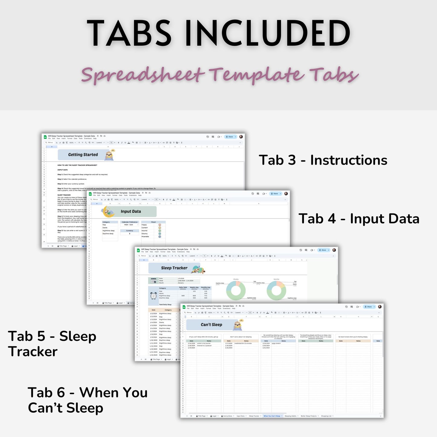 Sleep Tracker Spreadsheet Template