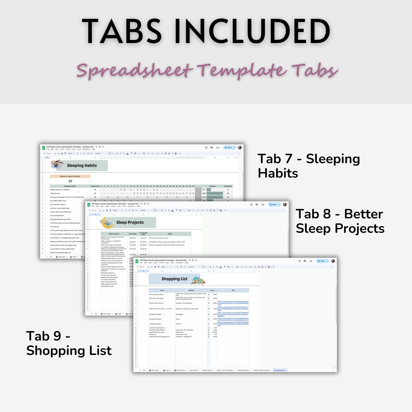 Sleep Tracker Spreadsheet Template