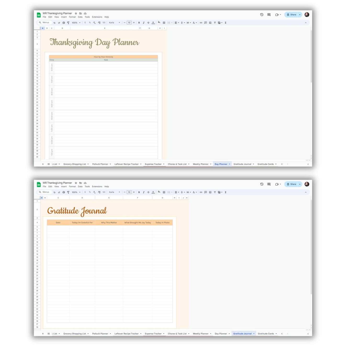 Thanksgiving Planner Spreadsheet Template