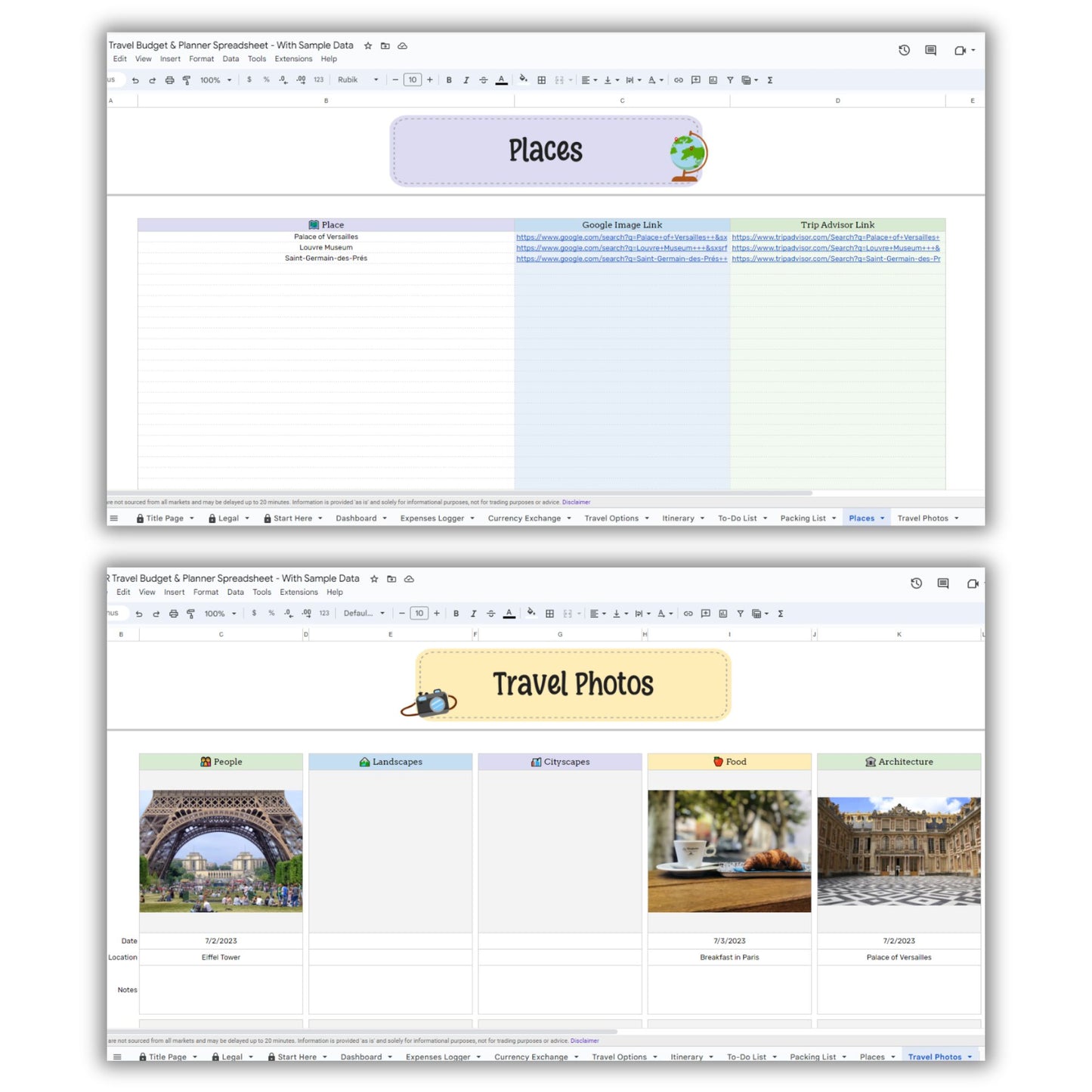 Travel Budget and Planner Spreadsheet Template