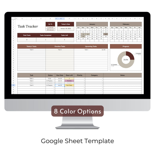 Task Tracker and Smart Calendar Spreadsheet Template
