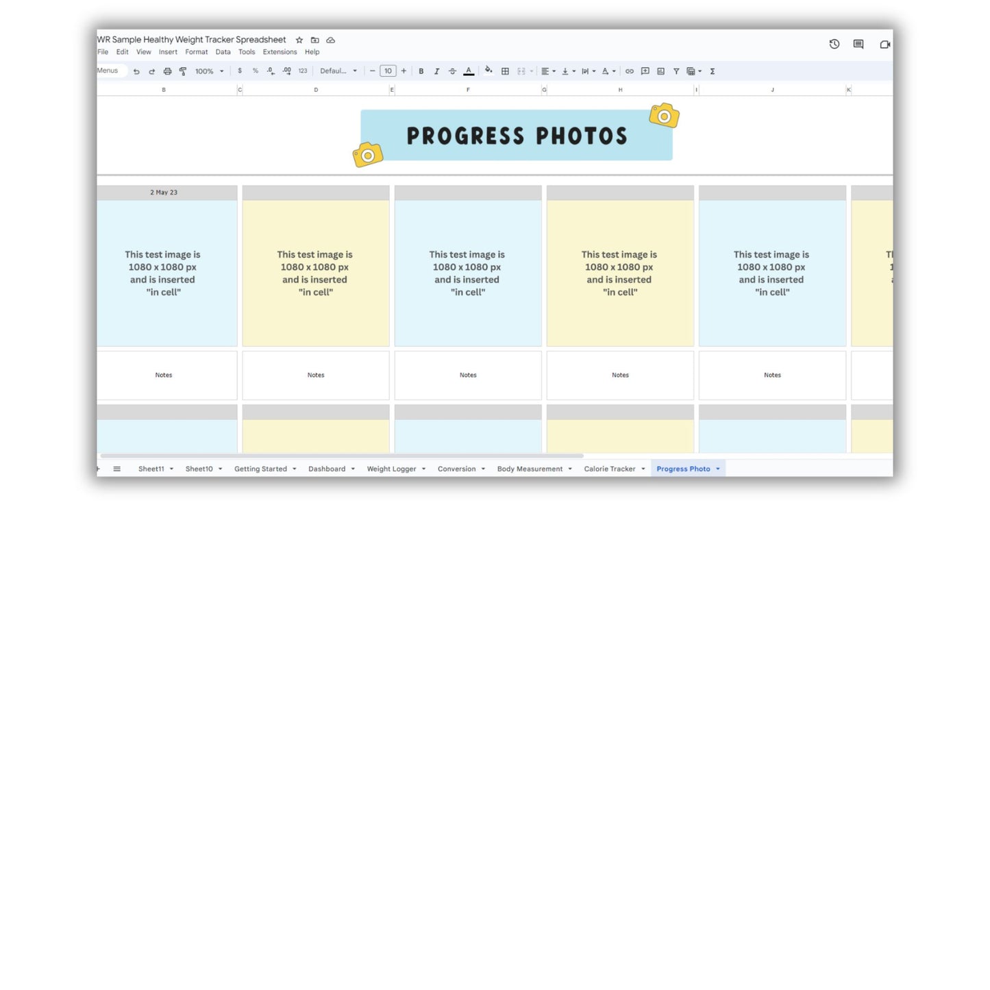 Healthy Weight Tracker Spreadsheet Template