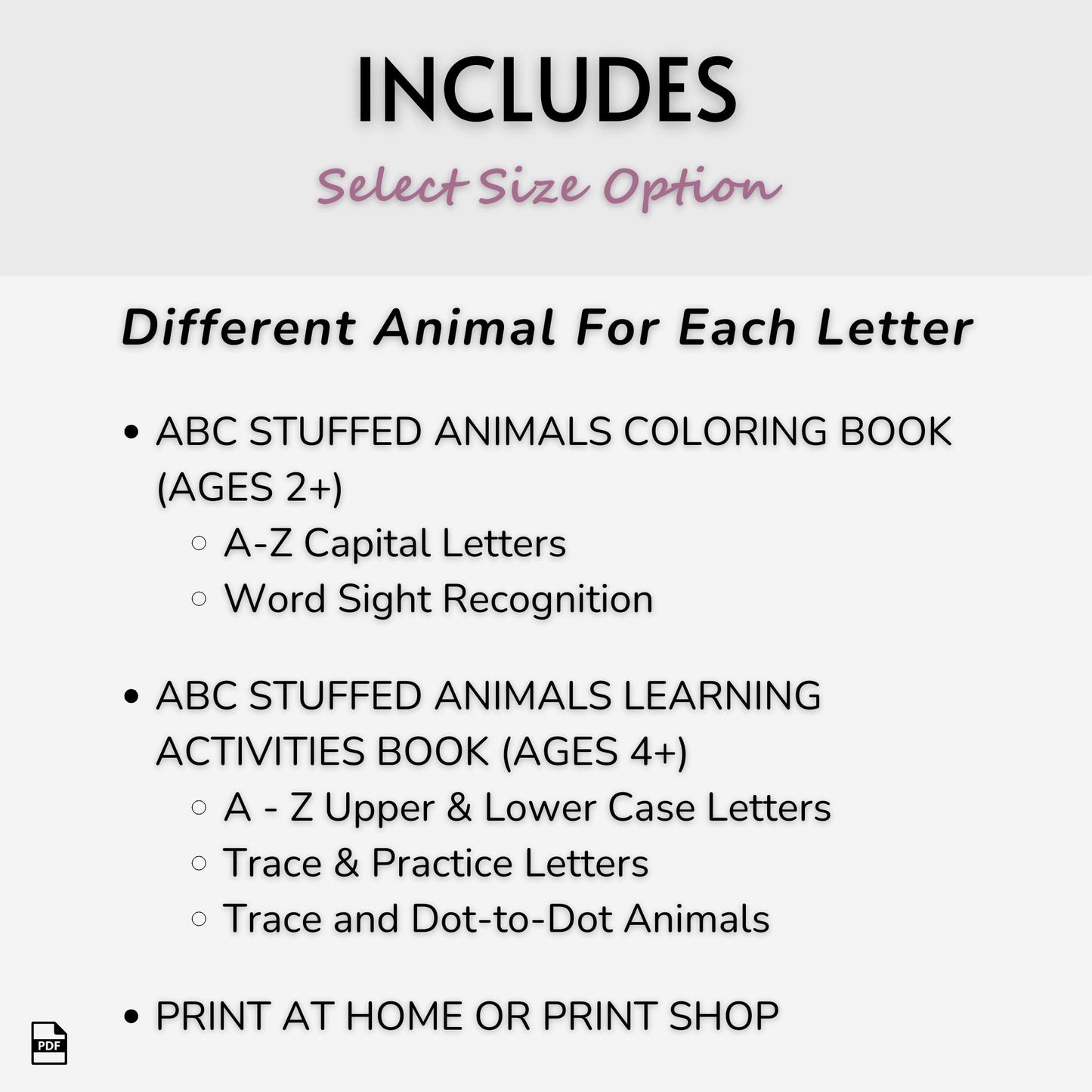 ABC Stuffed Animals Coloring & Activity Pages