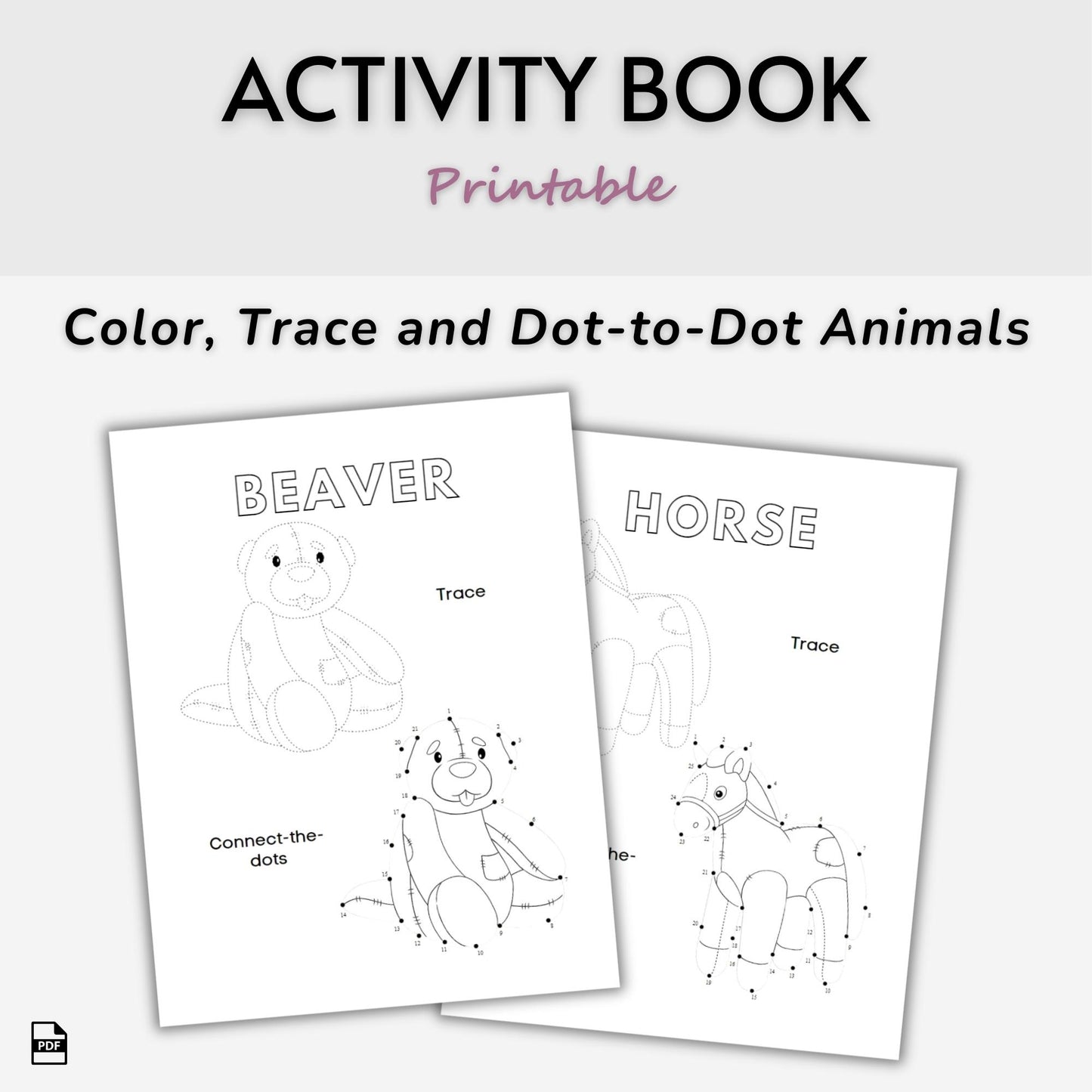 ABC Stuffed Animals Coloring & Activity Pages
