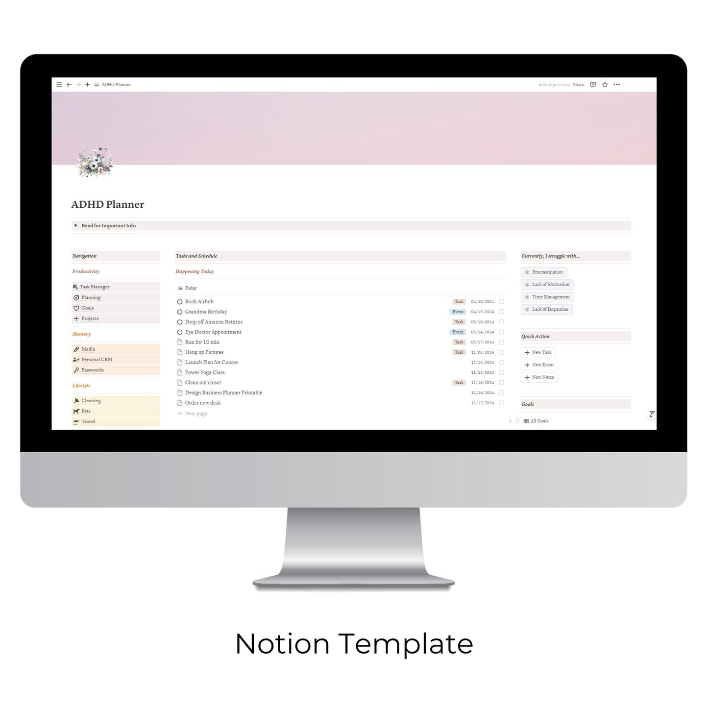 ADHD Planner Template For Notion
