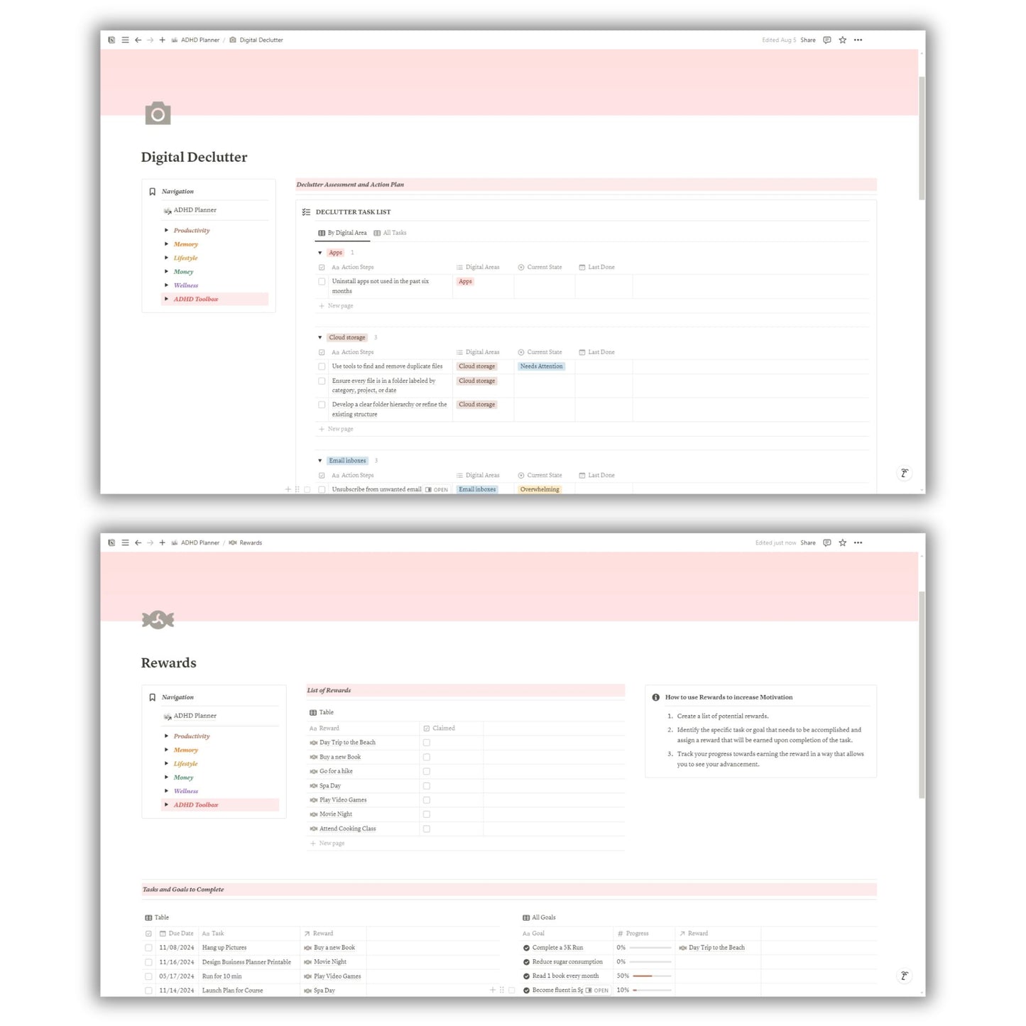 ADHD Planner Template For Notion
