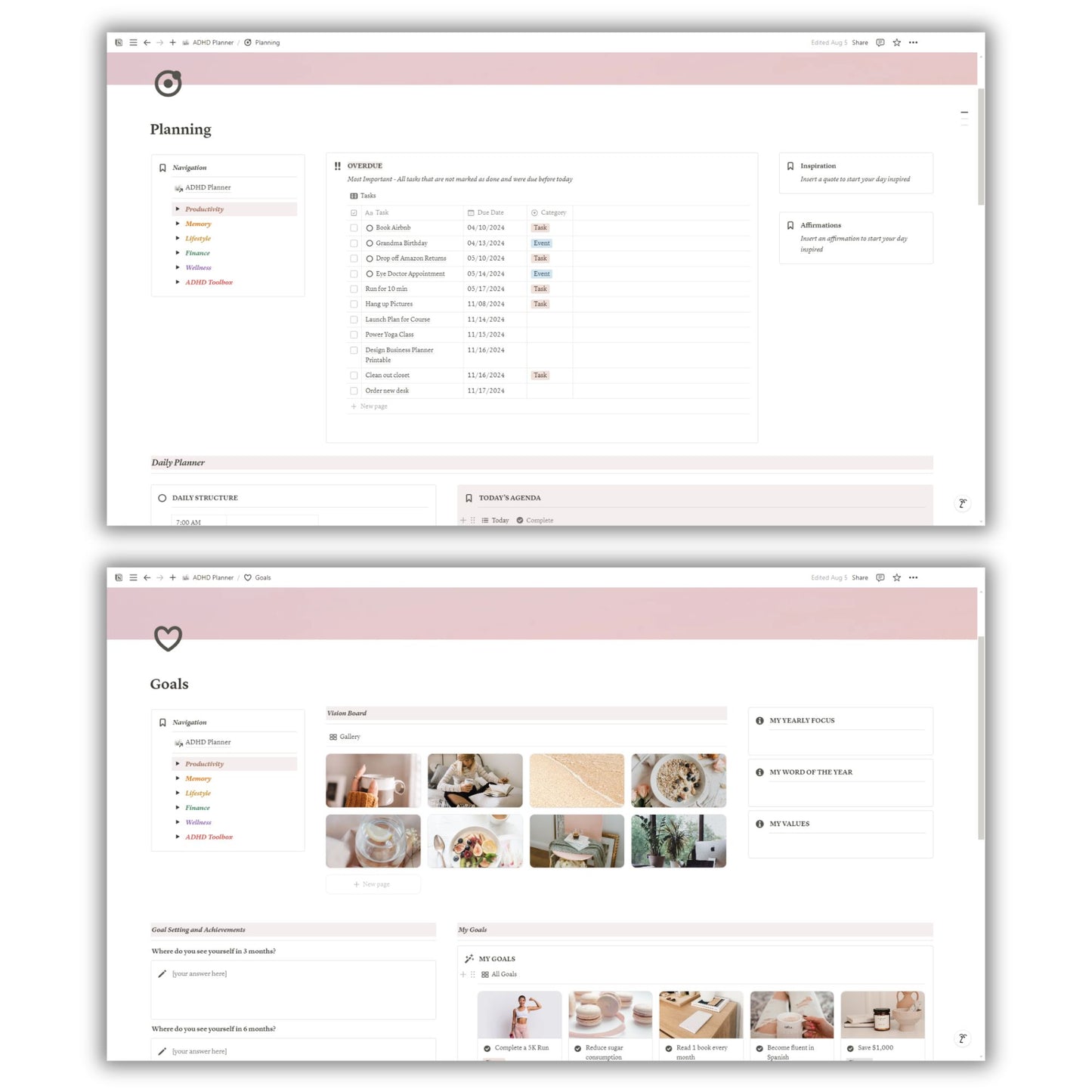 ADHD Planner Template For Notion