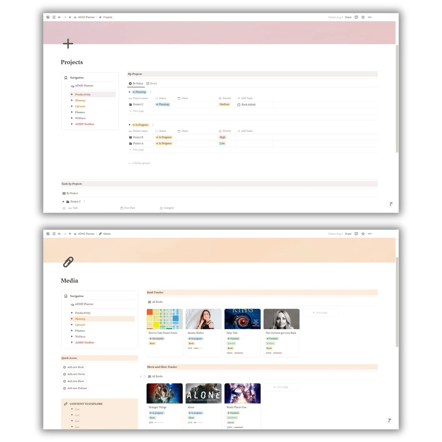 ADHD Planner Template For Notion