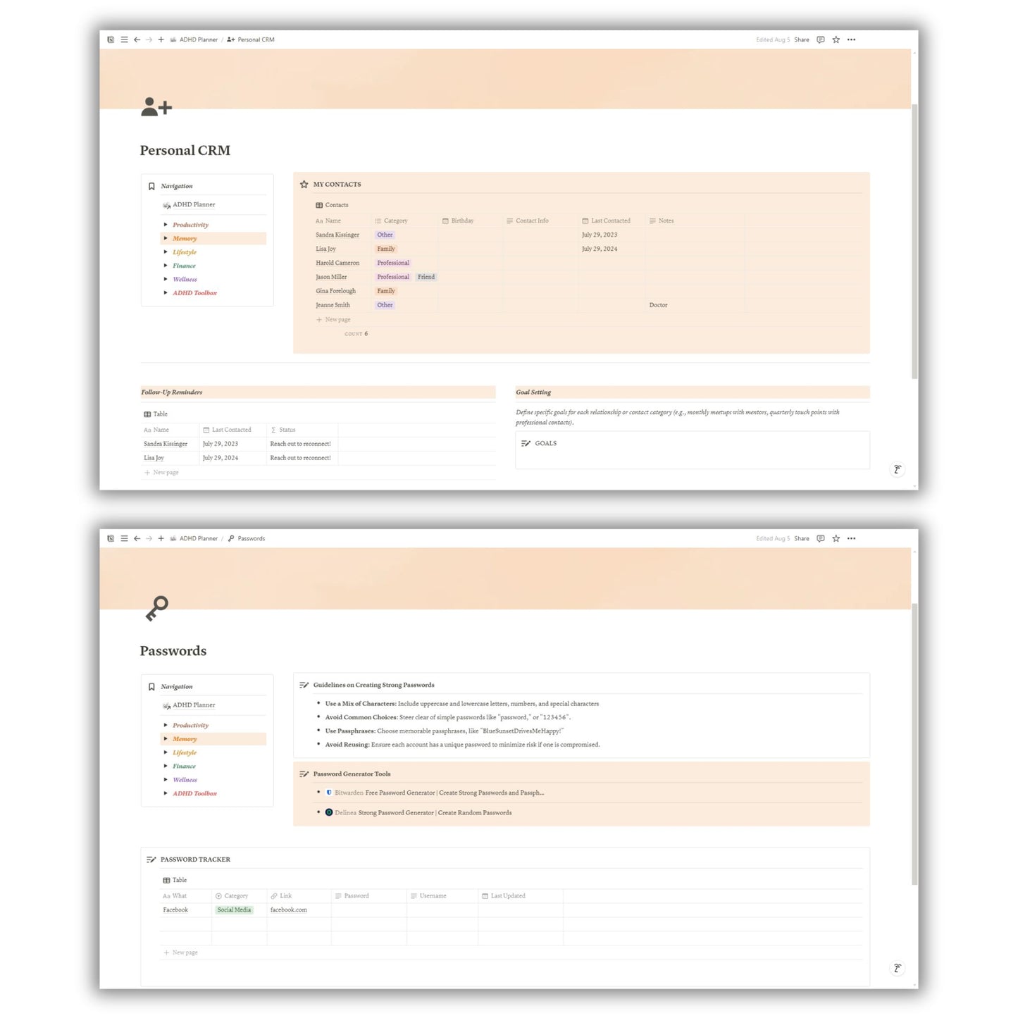 ADHD Planner Template For Notion