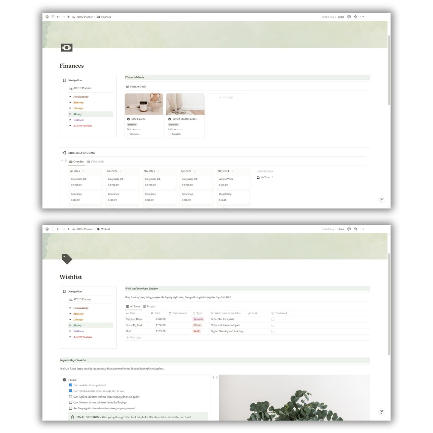 ADHD Planner Template For Notion