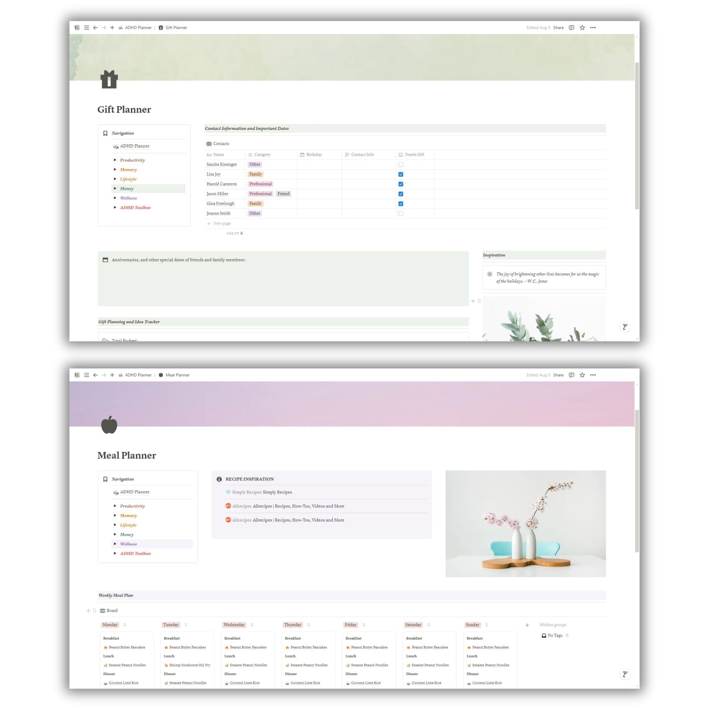 ADHD Planner Template For Notion