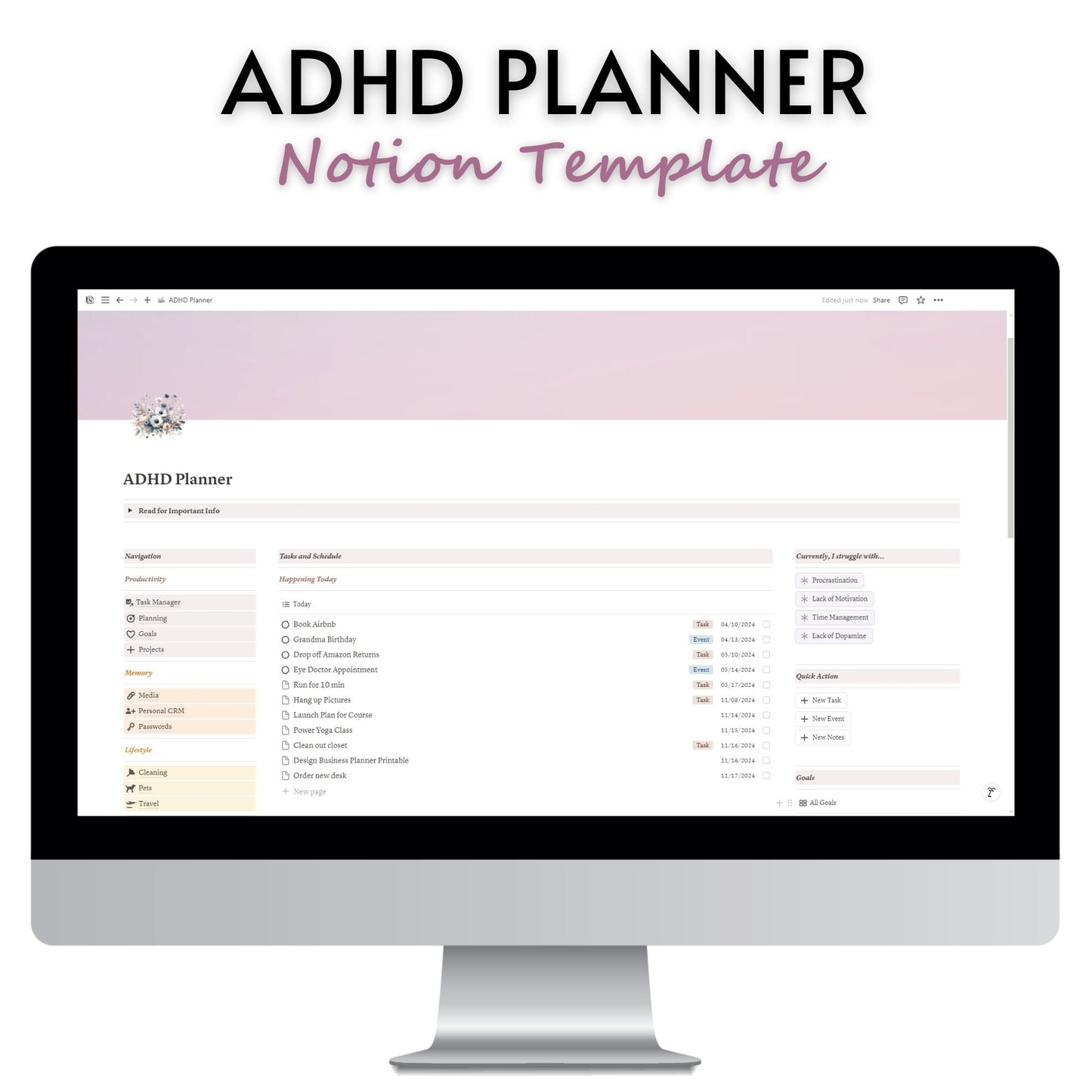 ADHD Planner Template For Notion