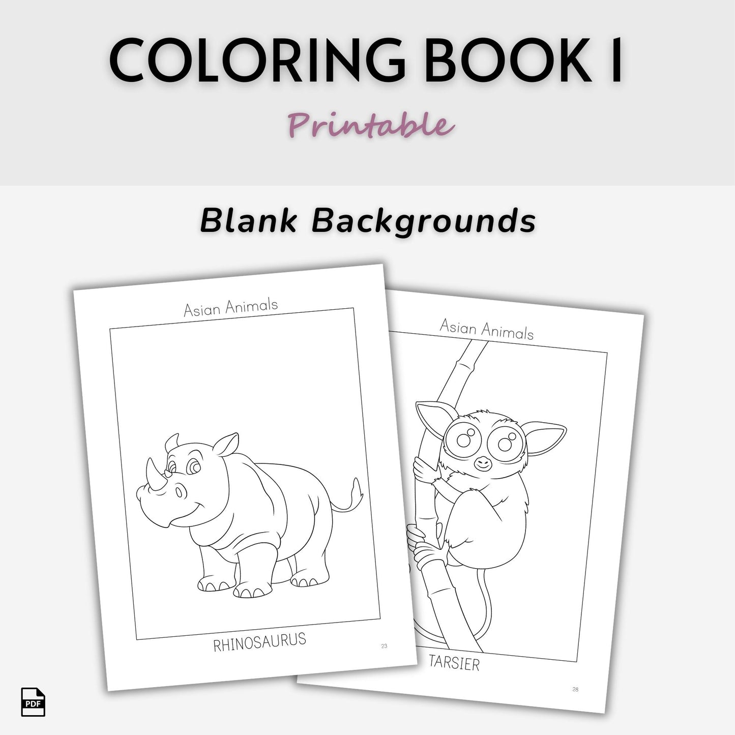 Asian Animals Coloring Books