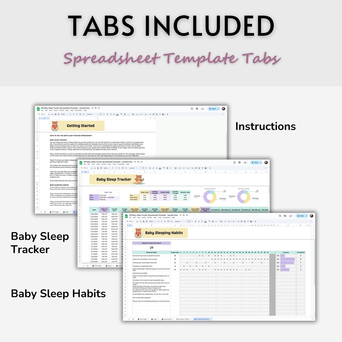 Baby Sleep Tracker Spreadsheet Template