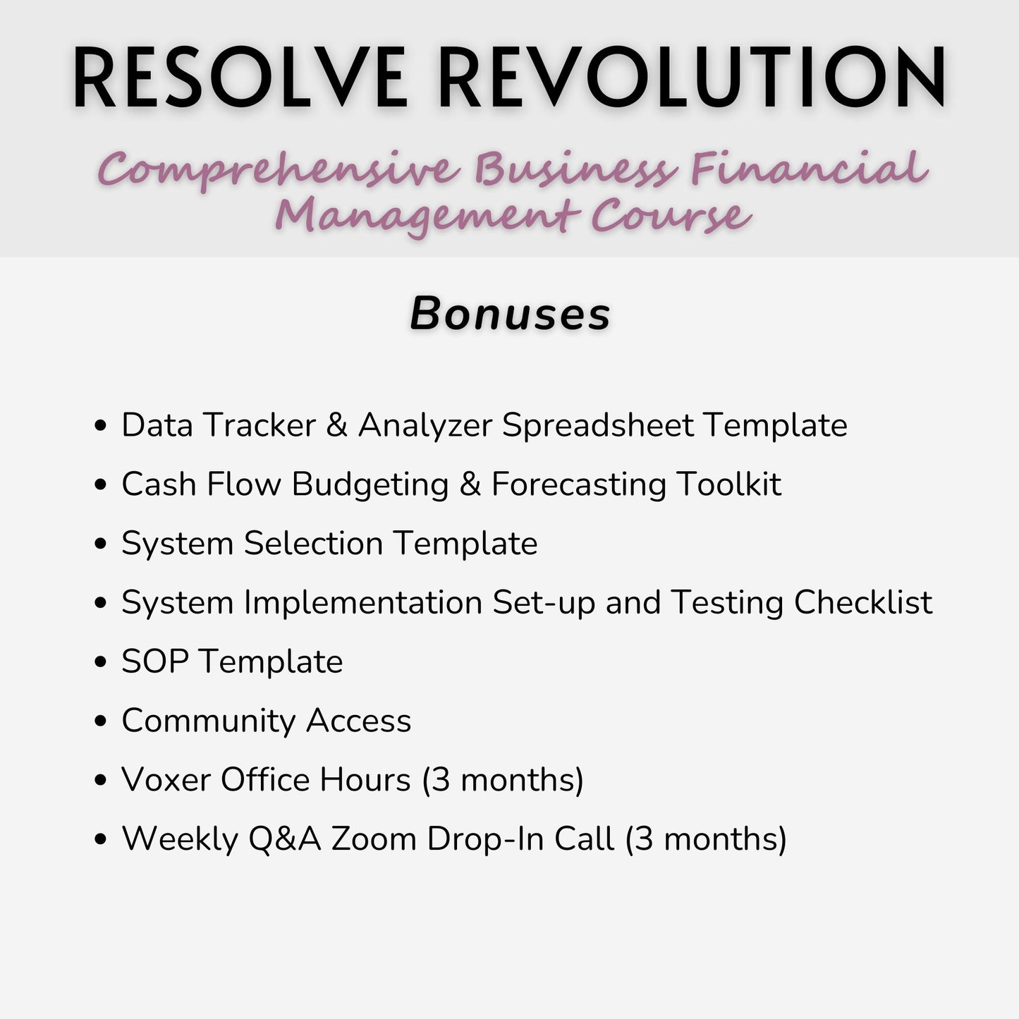 The RESOLVE Revolution Framework™ Comprehensive Business Financial Management Course