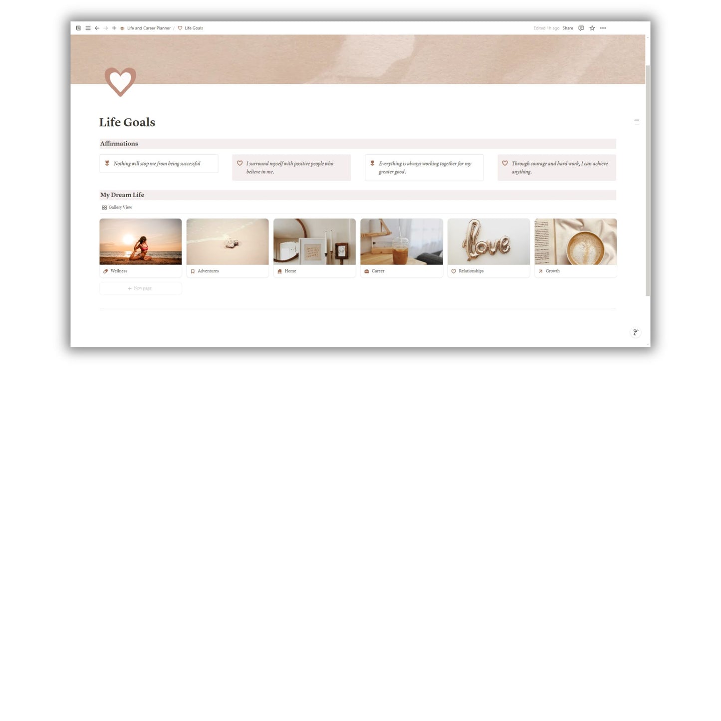 Life and Career Planner Template For Notion
