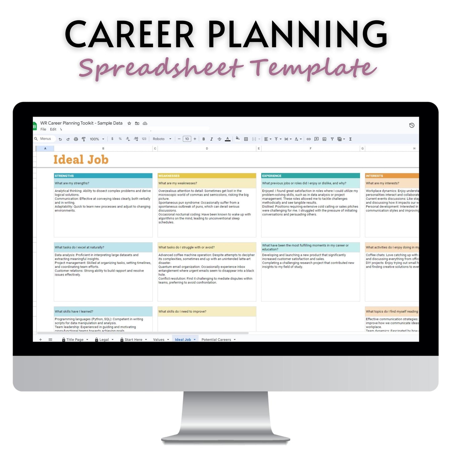 Career Planning Spreadsheet Template