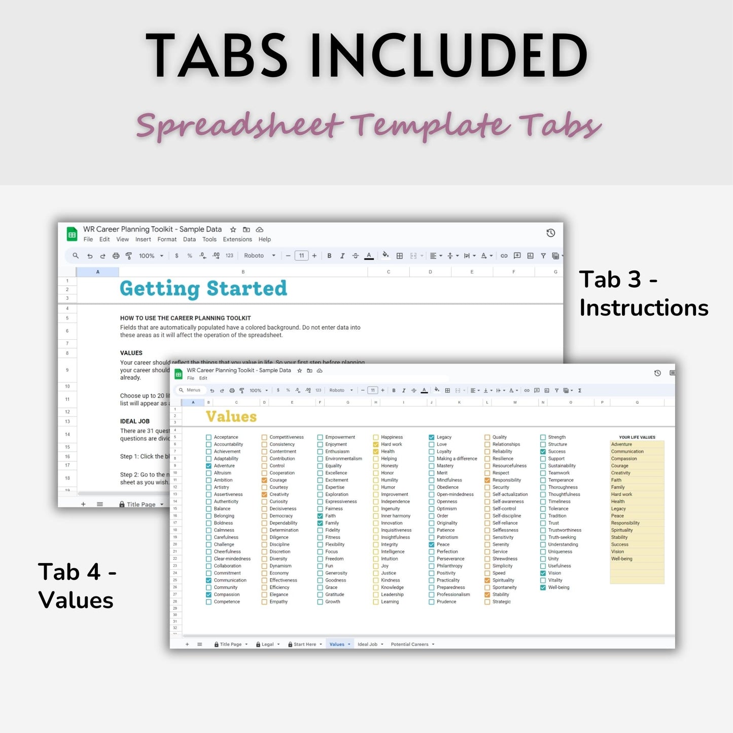 Career Planning Spreadsheet Template