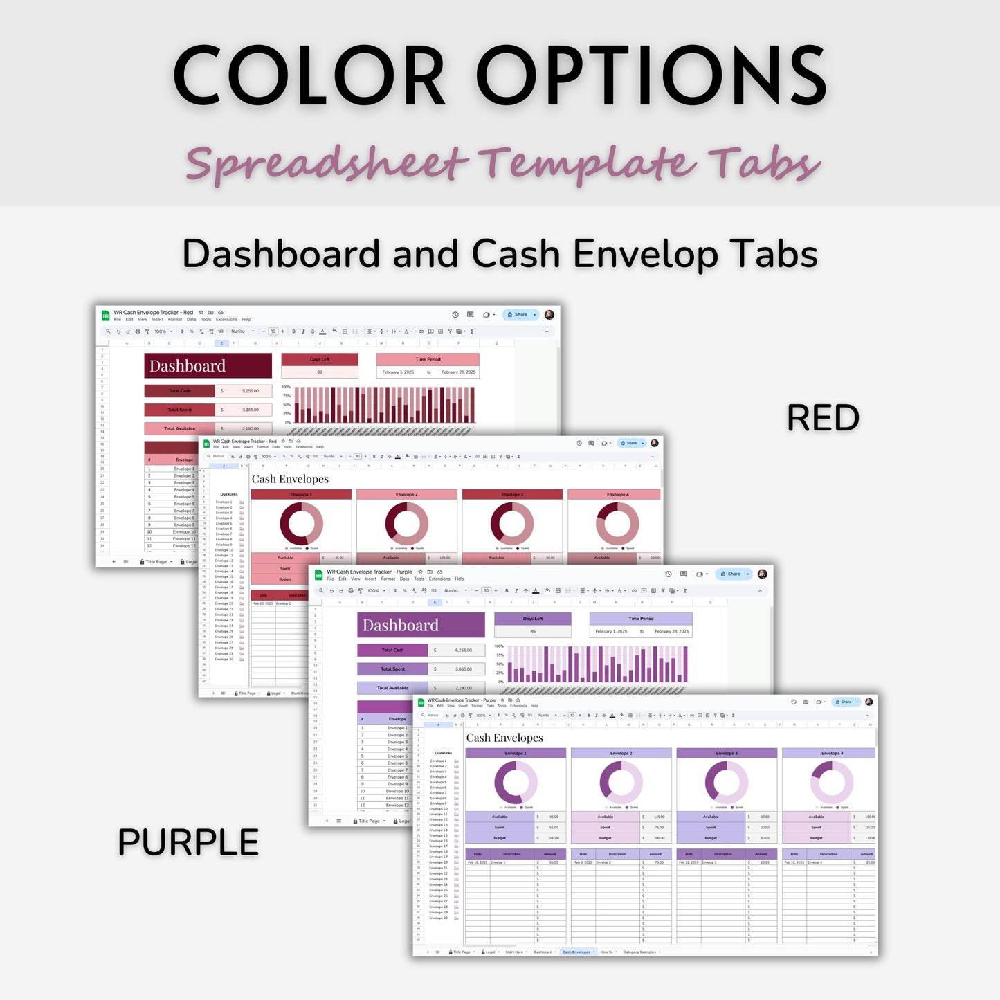 Cash Envelop Tracker Spreadsheet Template