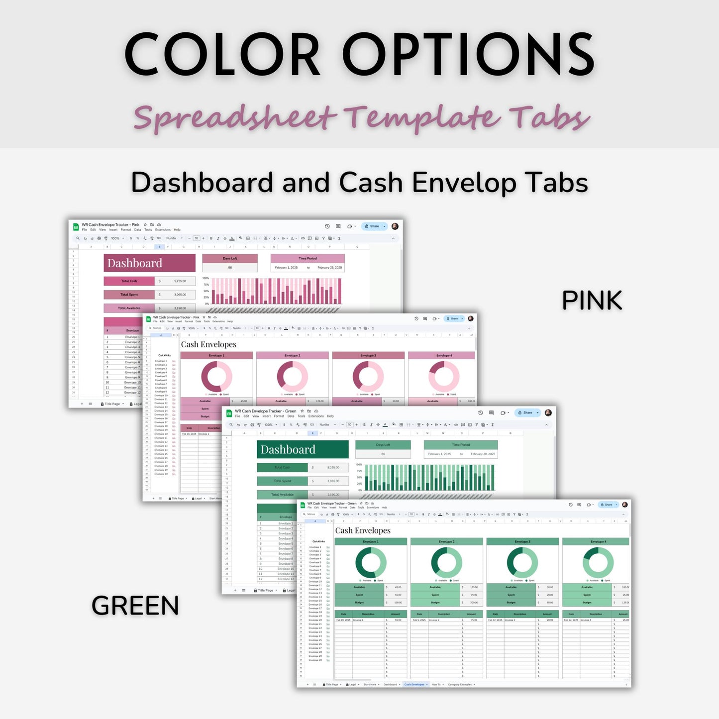 Cash Envelop Tracker Spreadsheet Template