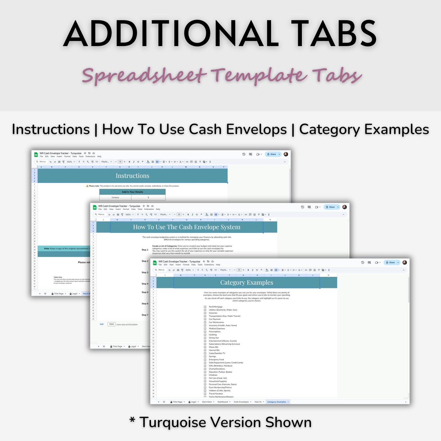 Cash Envelop Tracker Spreadsheet Template