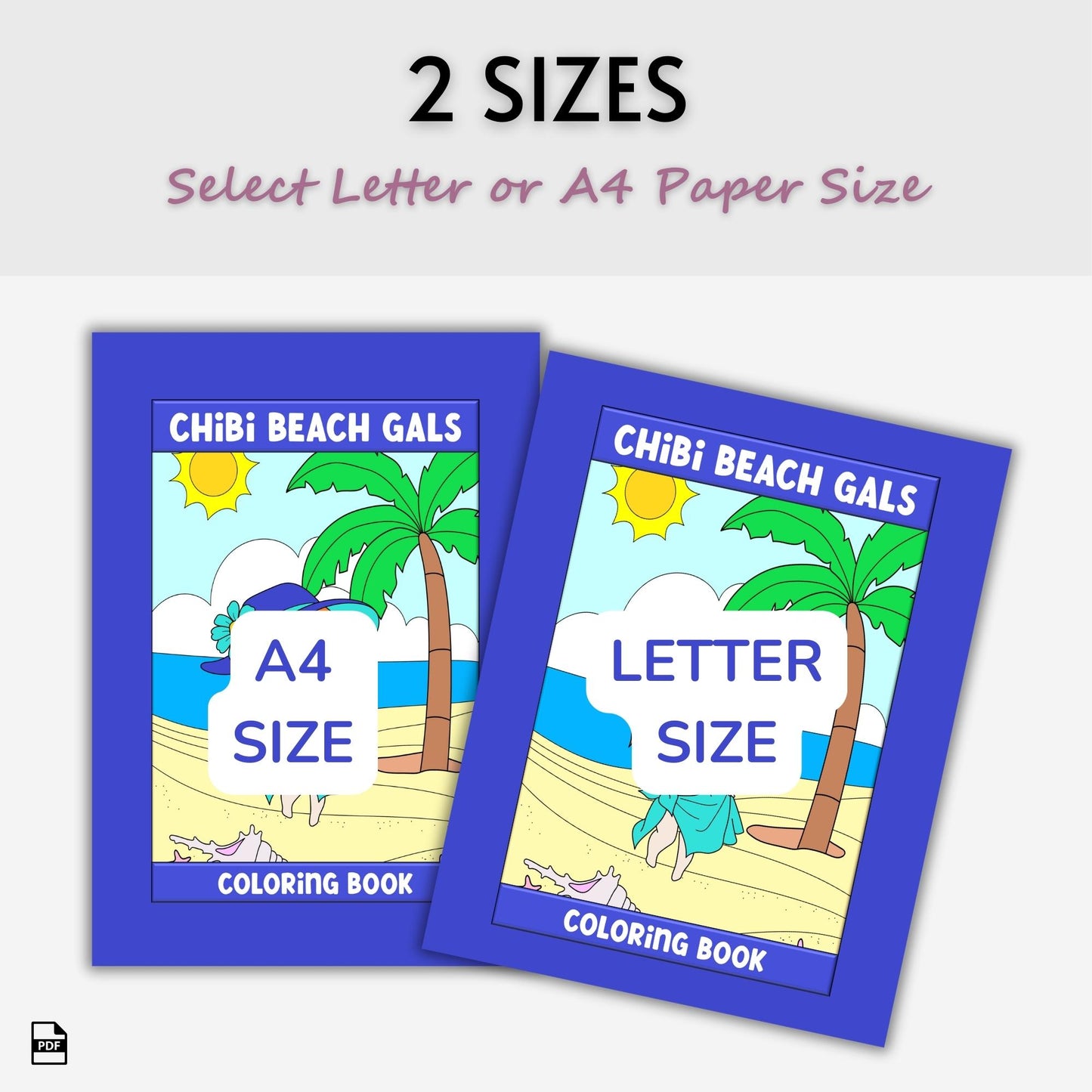 Chibi Beach Gals Coloring Book