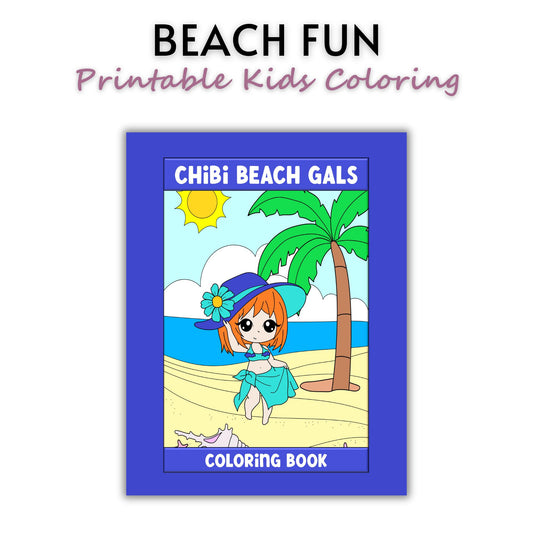 Chibi Beach Gals Coloring Book