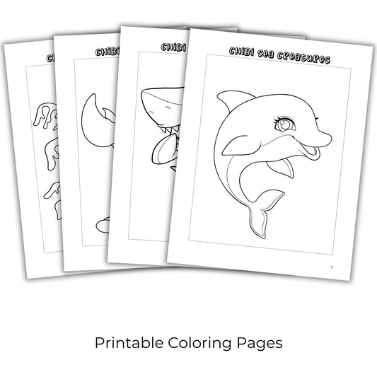 Chibi Sea Creatures Coloring Book