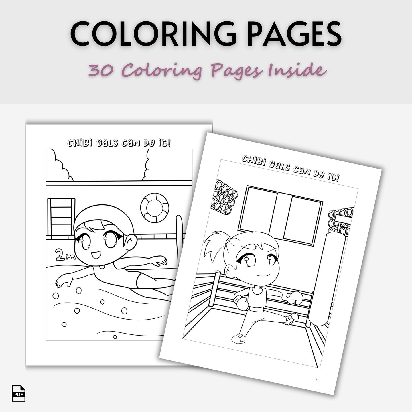 Chibi Gals Can Do It Coloring Book