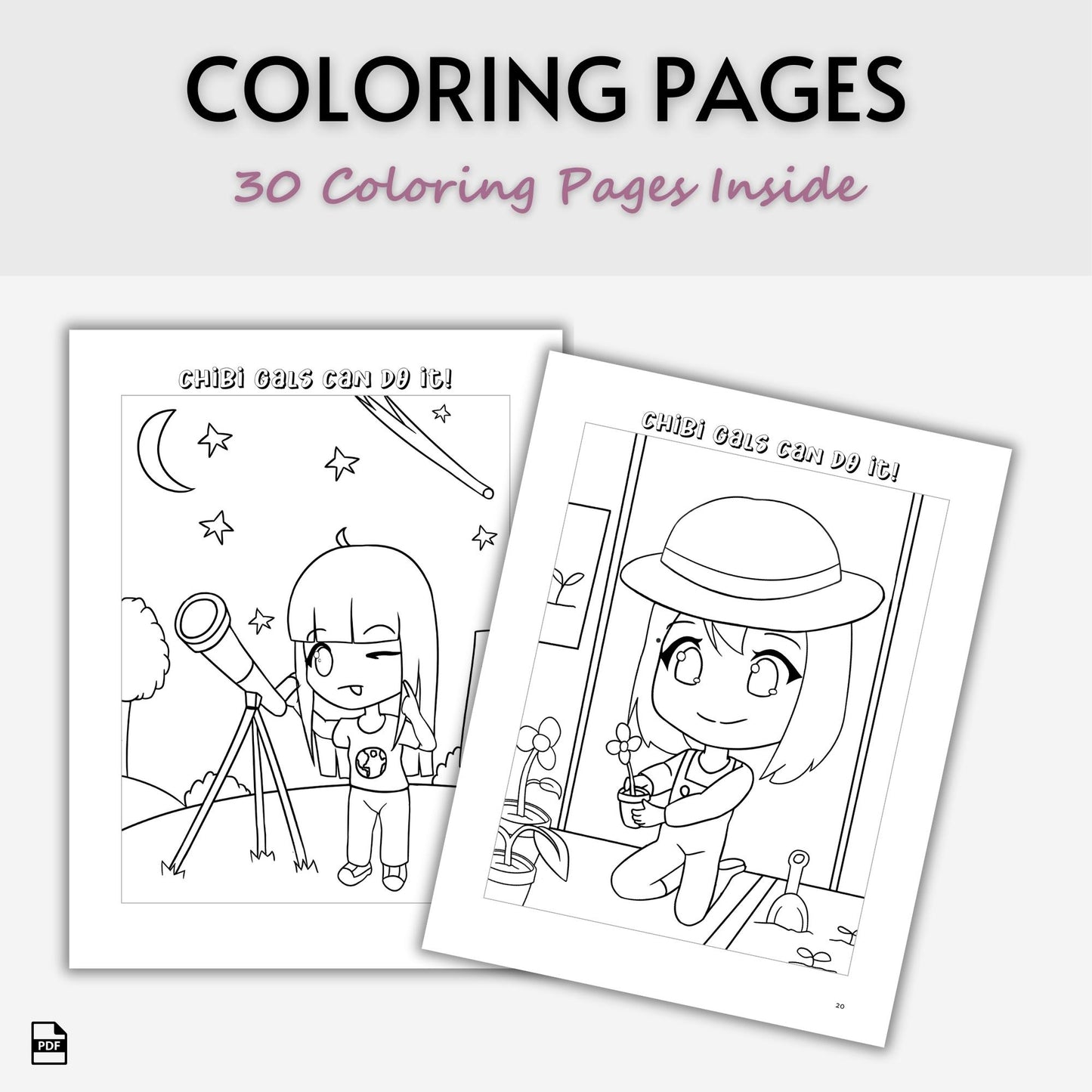 Chibi Gals Can Do It Coloring Book