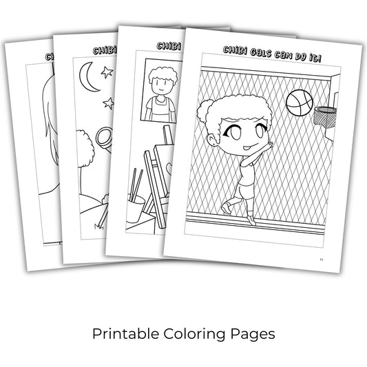 Chibi Gals Can Do It Coloring Book