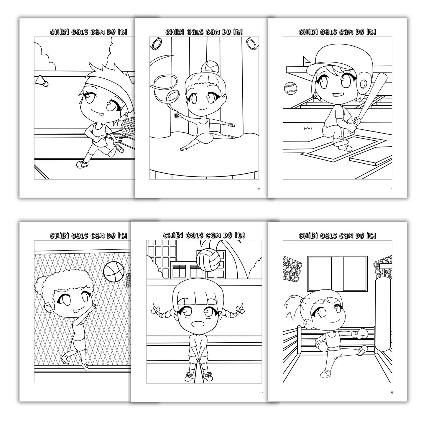 Chibi Gals Can Do It Coloring Book