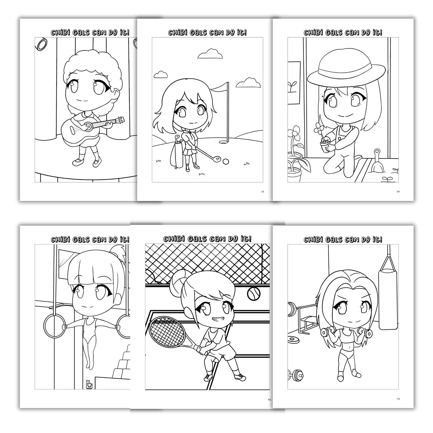 Chibi Gals Can Do It Coloring Book