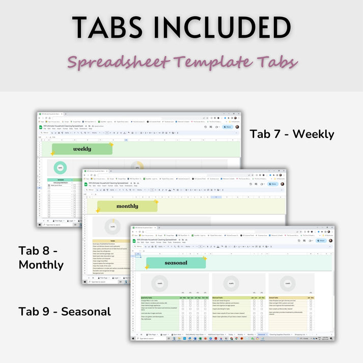 Ultimate Household Cleaning Spreadsheet Template – Wellness Resolve