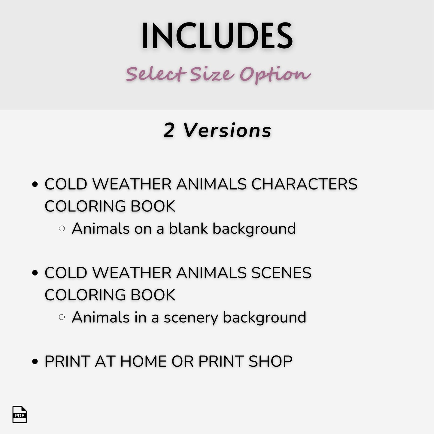 Cold Weather Animals Coloring Books