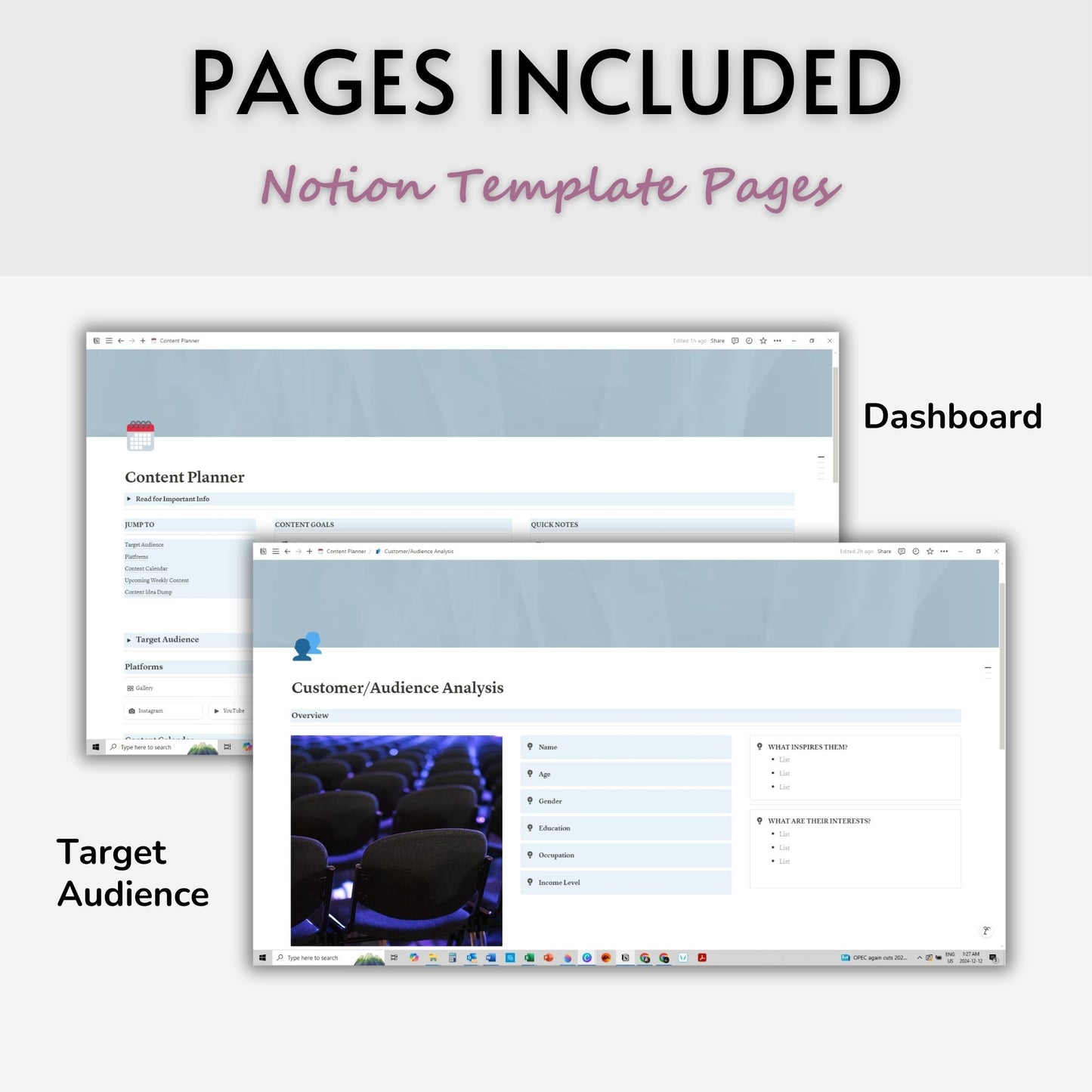 Content Planner Template For Notion