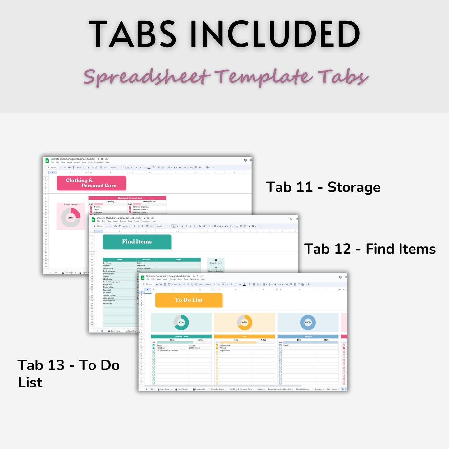 Ultimate Decluttering Spreadsheet Template