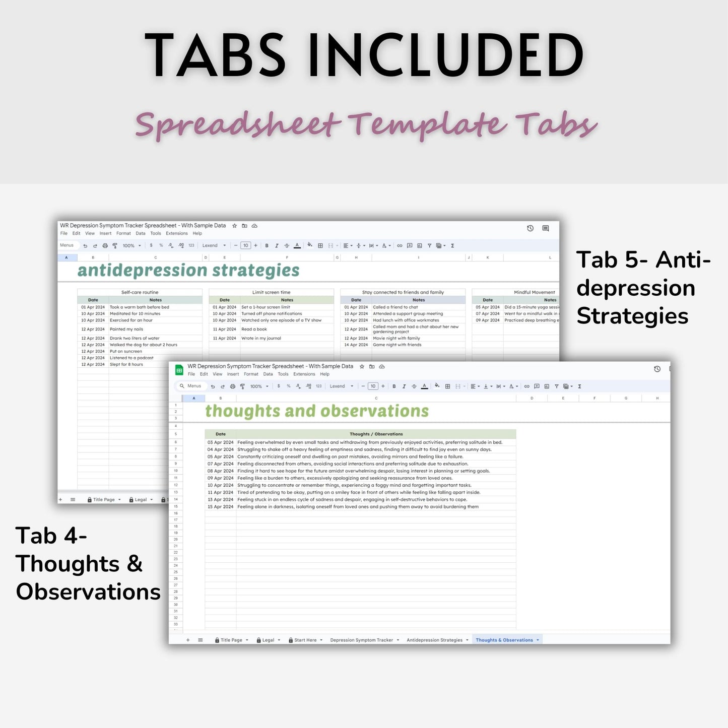 Depression Tracker Spreadsheet Template