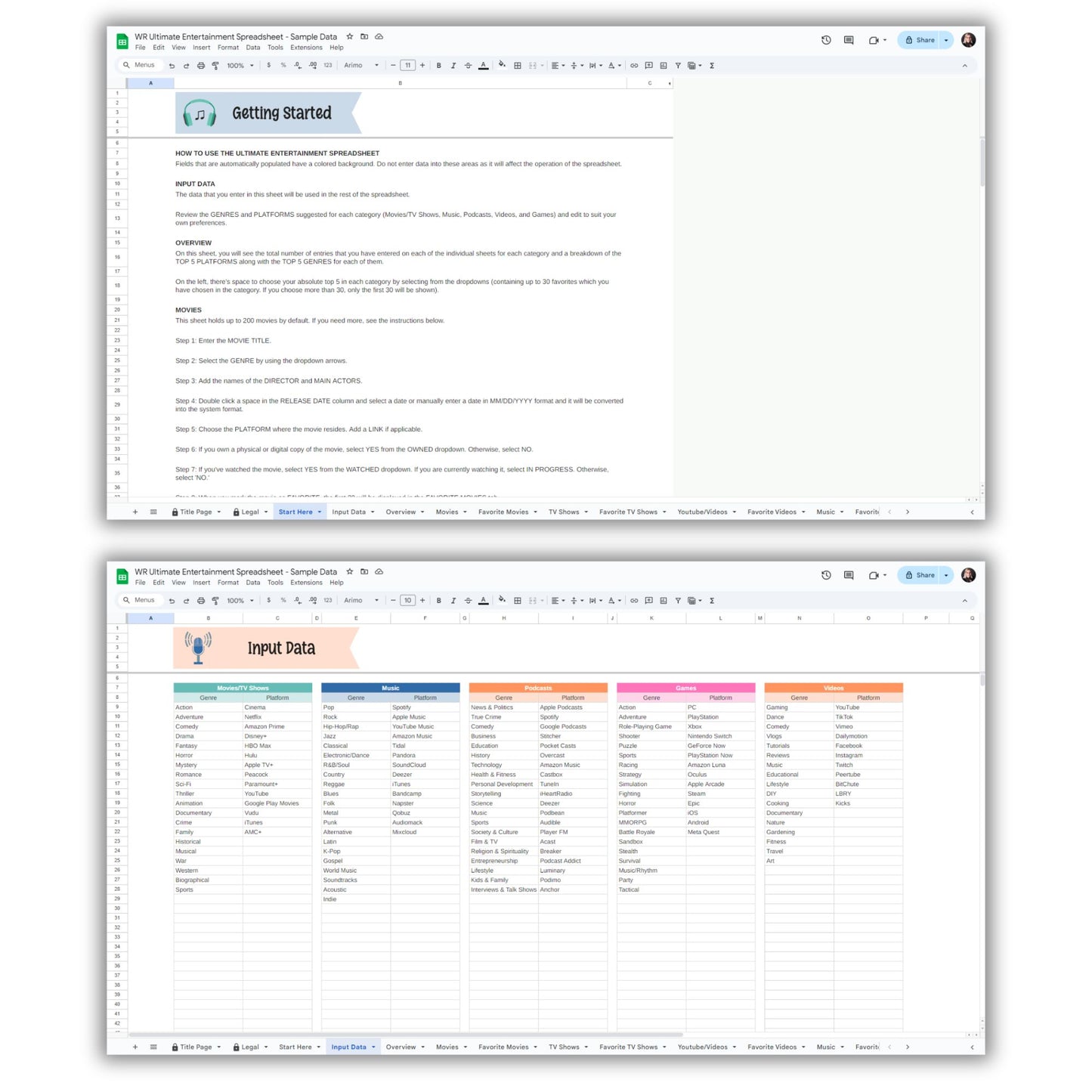 Ultimate Entertainment Planning and Tracking Spreadsheet