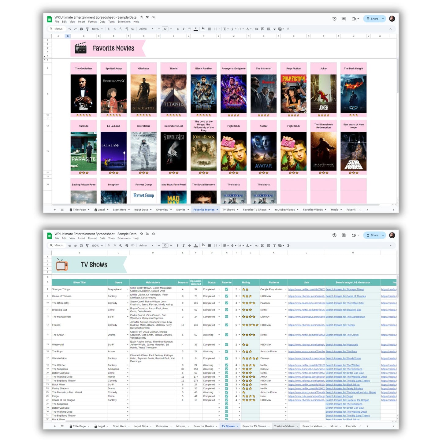 Ultimate Entertainment Planning and Tracking Spreadsheet