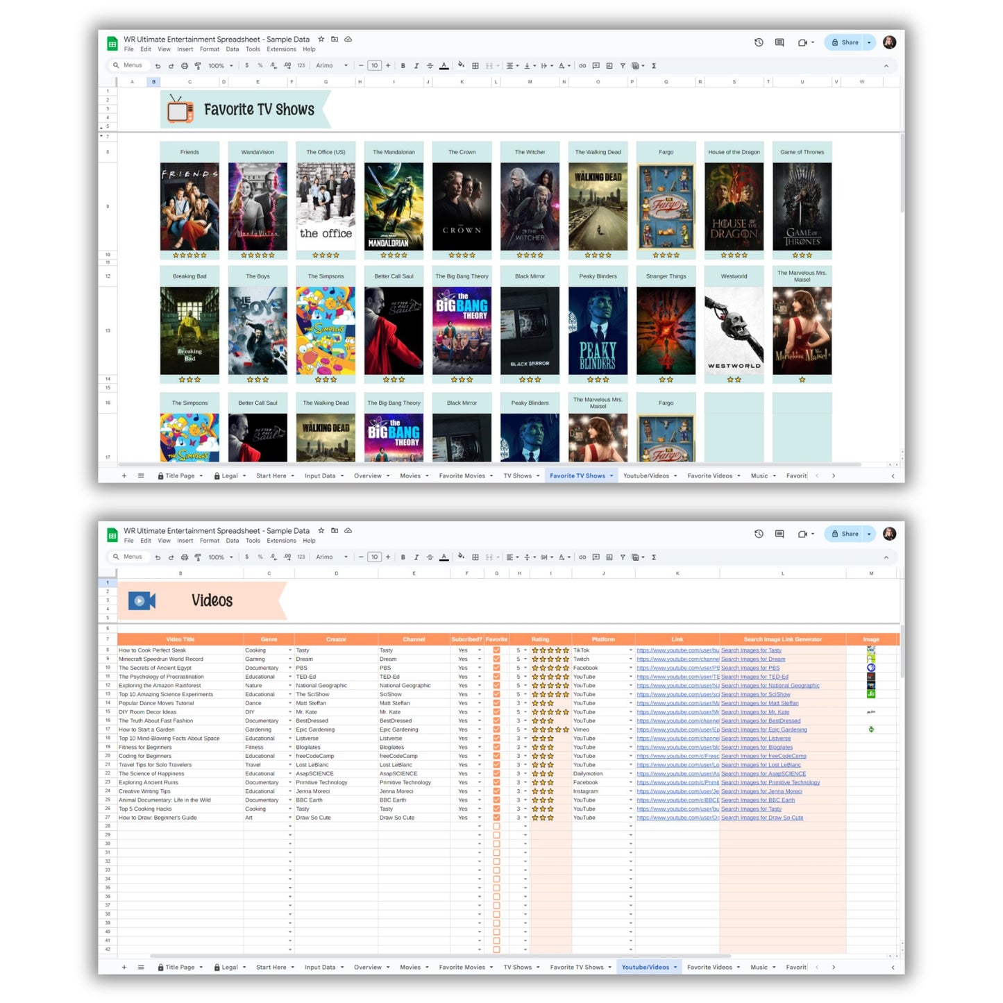 Ultimate Entertainment Planning and Tracking Spreadsheet