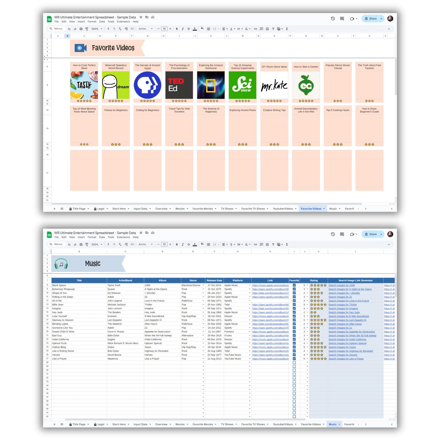 Ultimate Entertainment Planning and Tracking Spreadsheet
