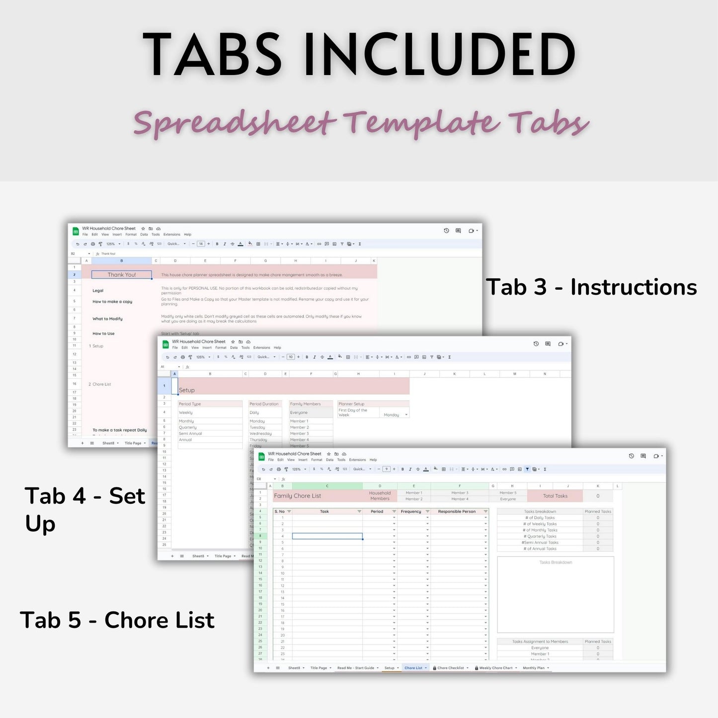 Family Chore Chart Spreadsheet Template