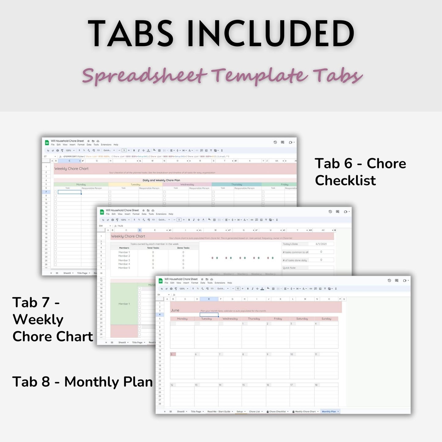 Family Chore Chart Spreadsheet Template