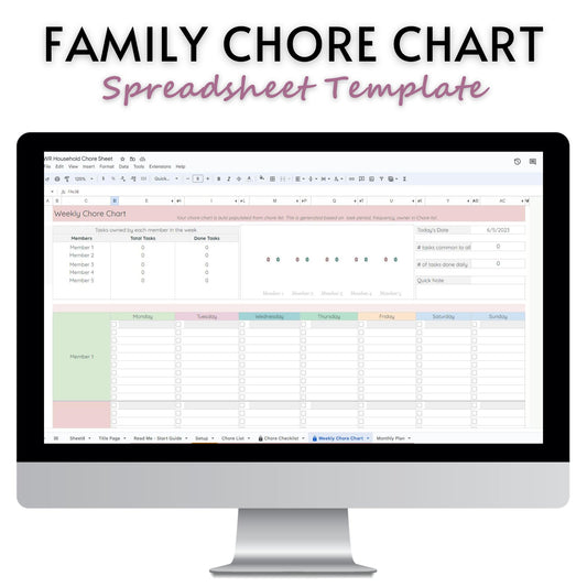 Family Chore Chart Spreadsheet Template