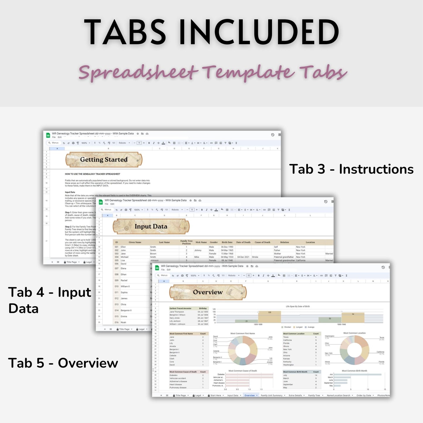 Genealogy Tracker Spreadsheet Template