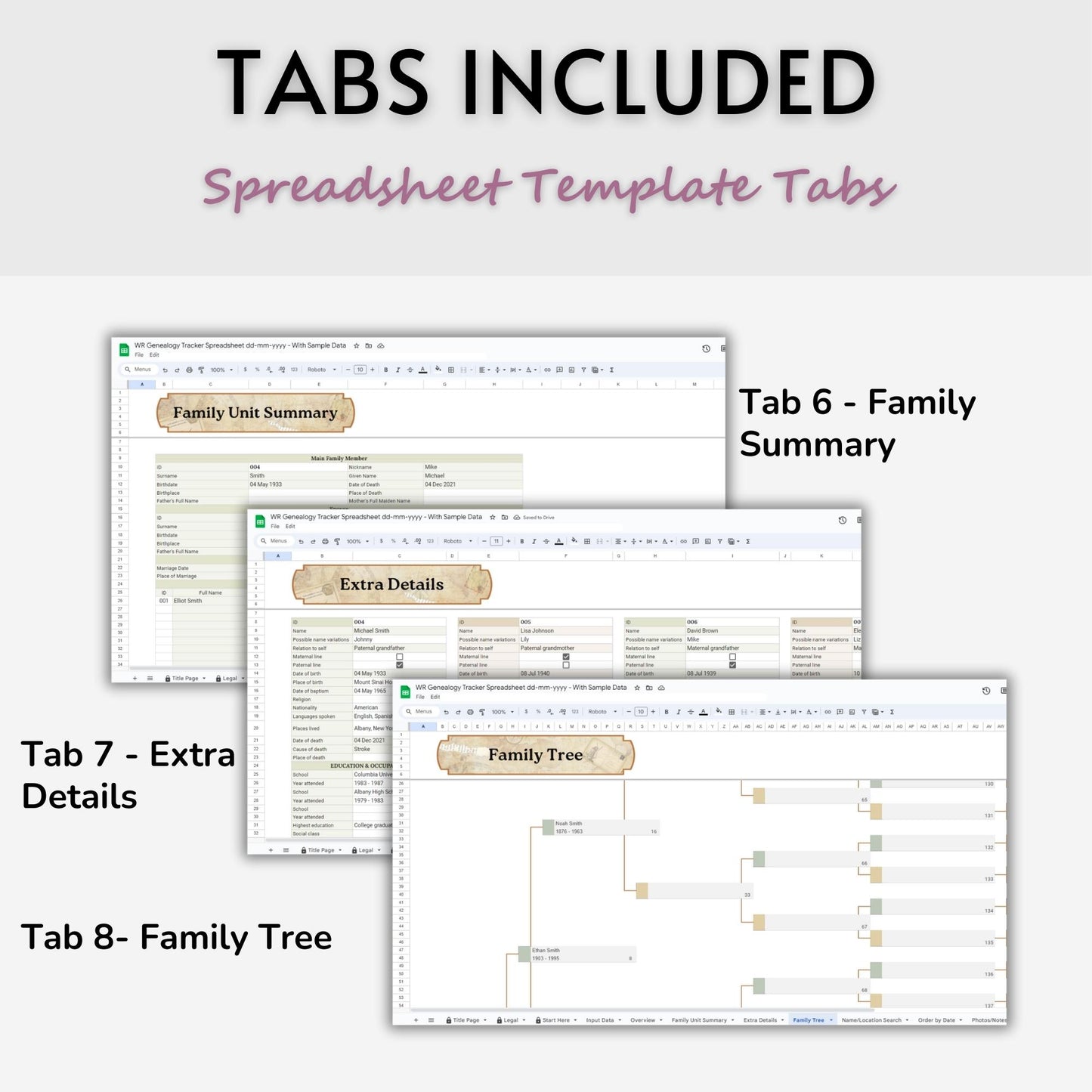 Genealogy Tracker Spreadsheet Template